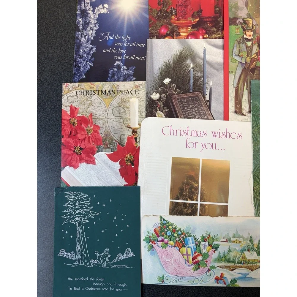 Vintage Christmas Cards Fronts ONLY Traditional Scrapbooking Decoupage Lot 50+